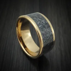 10k Yellow Gold Men's Ring with Black and White SpectraMokume Custom Made