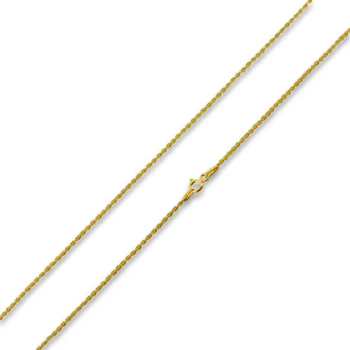 14K Gold Plated Sterling Silver Rope Chain 1.3MM