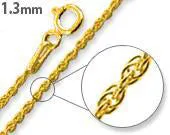 14K Gold Plated Sterling Silver Rope Chain 1.3MM