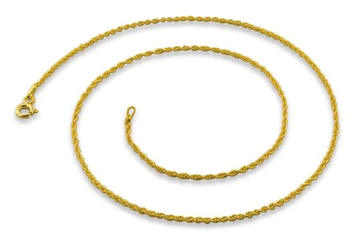 14K Gold Plated Sterling Silver Rope Chain 1.3MM