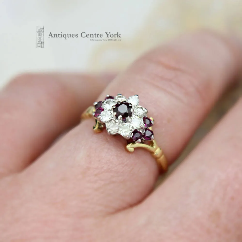 1970's 18ct Ruby & Diamond Cluster Ring