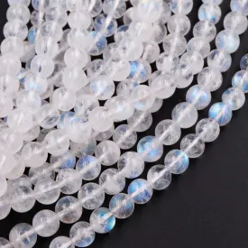 A Grade Flashy Blue Fire~ Natural Rainbow Moonstone Round Beads 4mm 5mm 6mm High Quality Small Blue Moonstone Gemstone 16" Strand