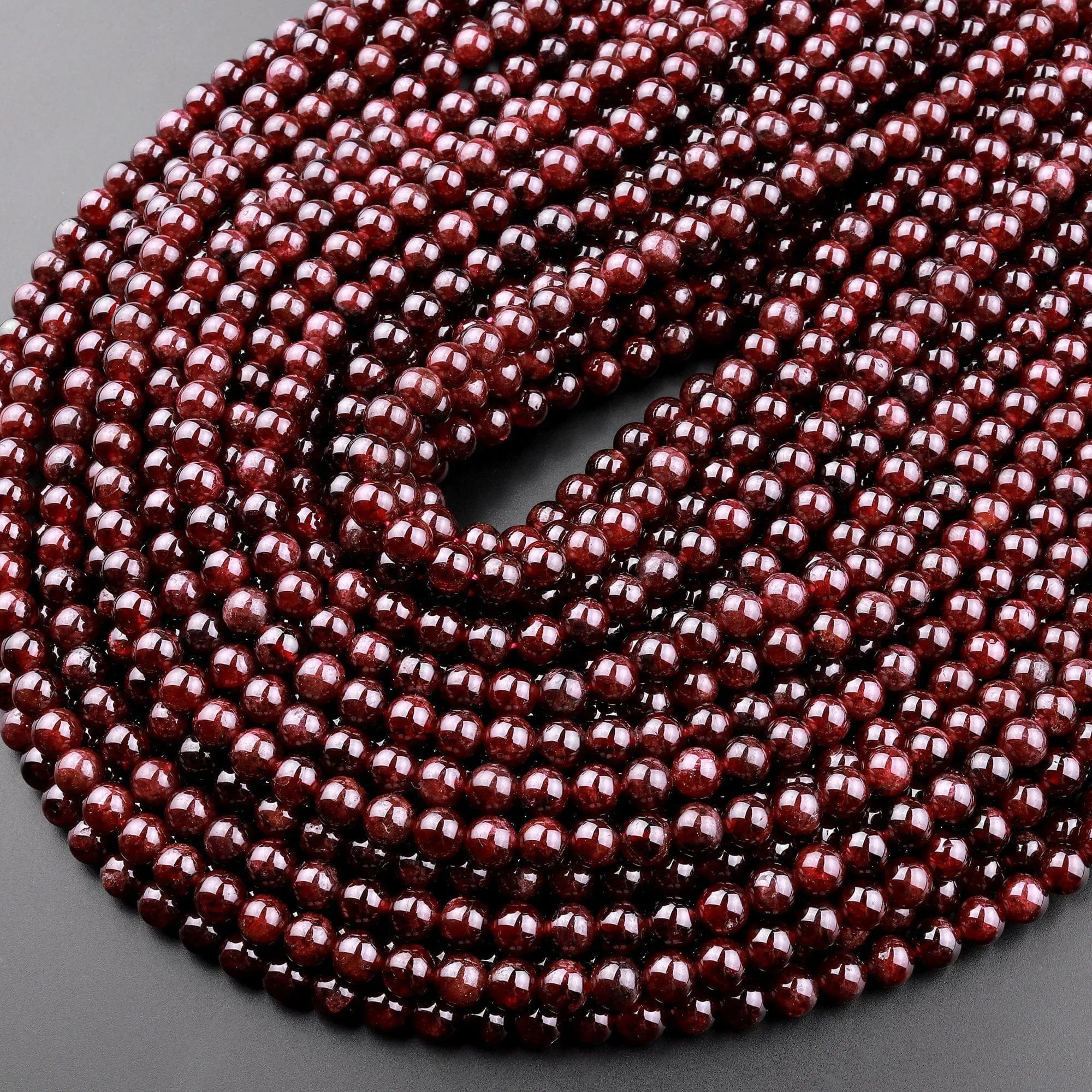 AA Natural Red Garnet 3mm 4mm 6mm 8mm 10mm Round Beads 15.5" Strand