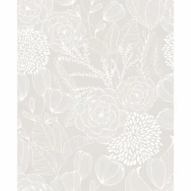 Alannah Botanical Wallpaper in Bone from the Bluebell Collection