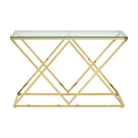 Allure Gold Finish Console Table