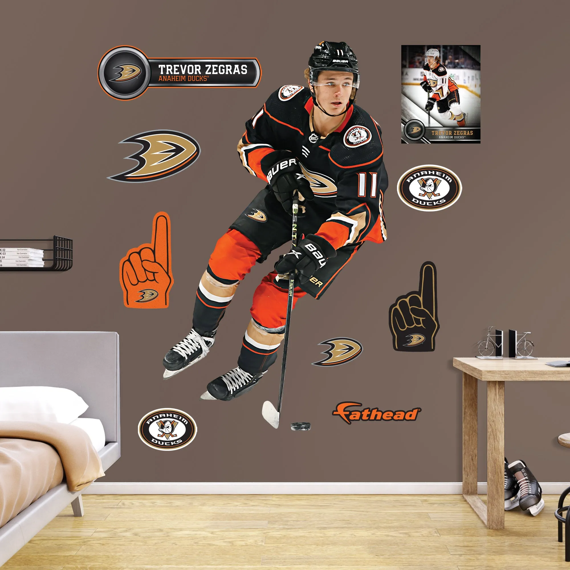 Anaheim Ducks: Trevor Zegras         - Officially Licensed NHL Removable     Adhesive Decal