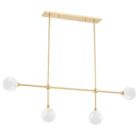 Andrews Linear Chandelier, Aged Brass