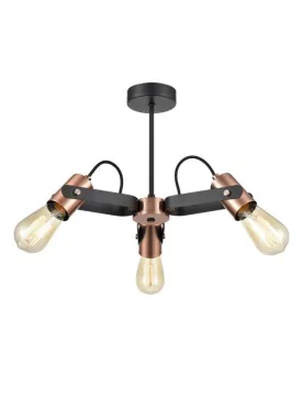 Azure 3/5Lt Ceiling Flush Fitting - Black & Copper Finish