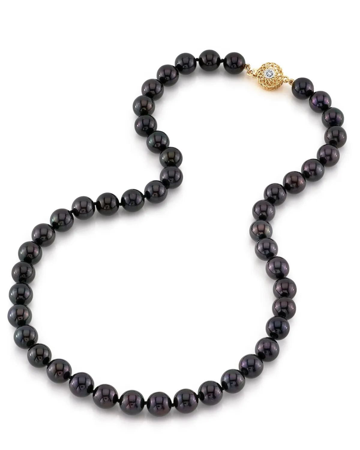 Black Japanese Akoya Pearl Necklace, 8.5-9.0mm - AA  Quality