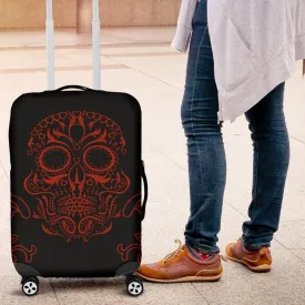 Bloody Skull Luggage Cover, Polyester/Spandex, Black with Red Skull Print