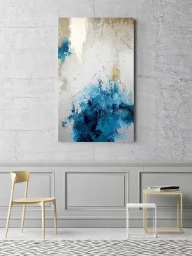 Blue Gold Gray Beige Brown Painting Canvas Living Room Home Wall Decor