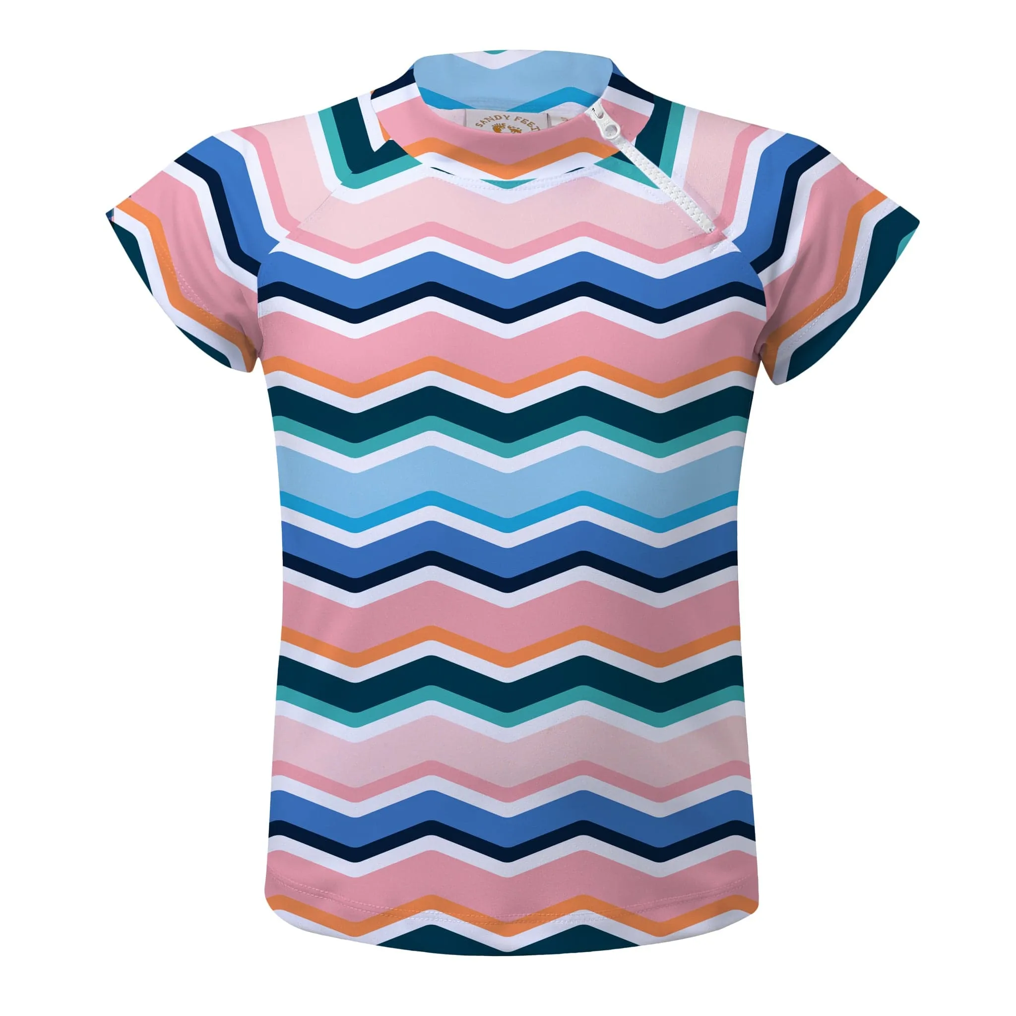 Chevron Wave Short Sleeve Zip Rashie