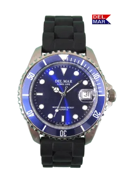 Del Mar Watches Men's and Youth Waffle Weave: Blue Face and Bezel, 43mm, 200m Water Resistant #50504