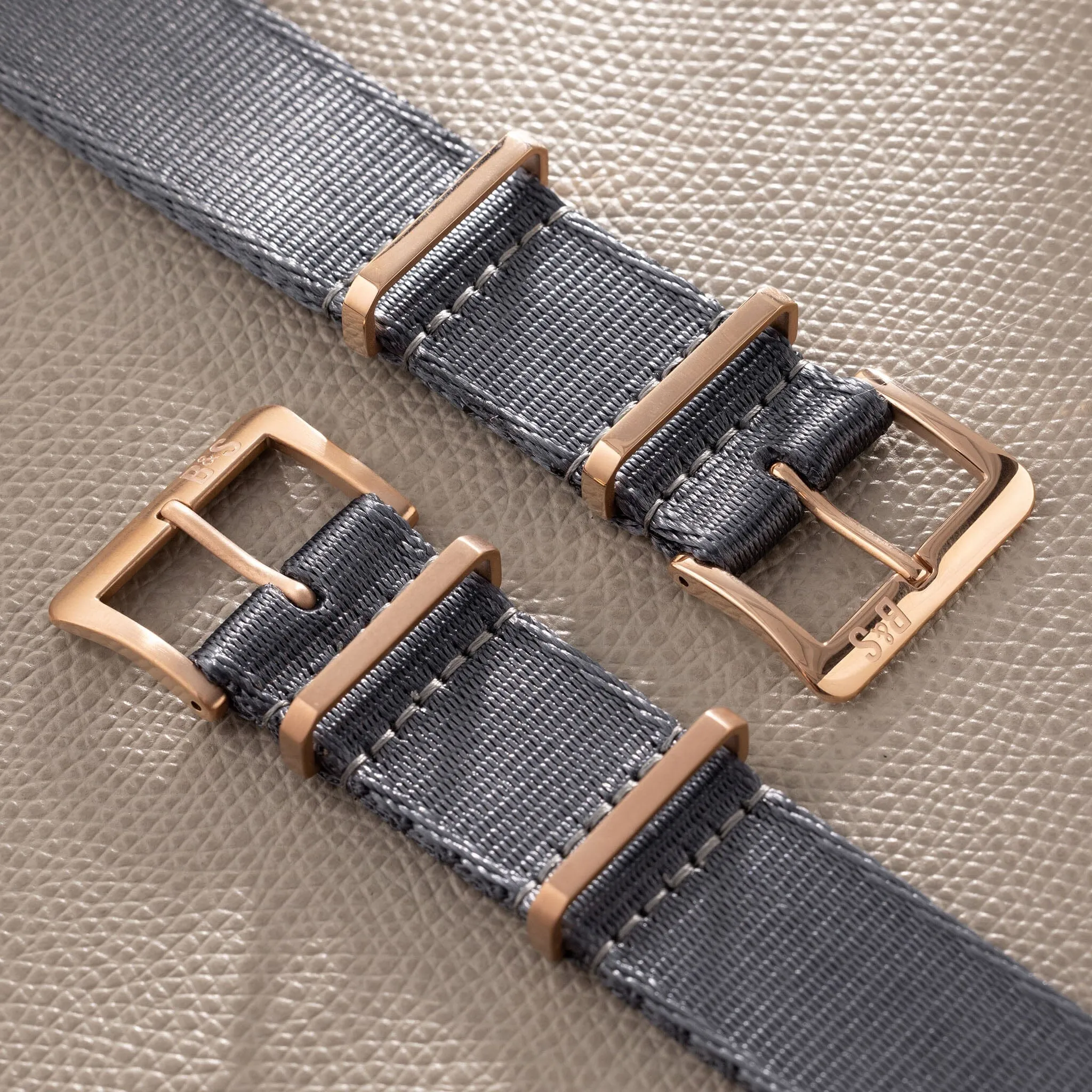 Deluxe Nylon Single Pass Watch Strap Pure Grey - Rose Gold