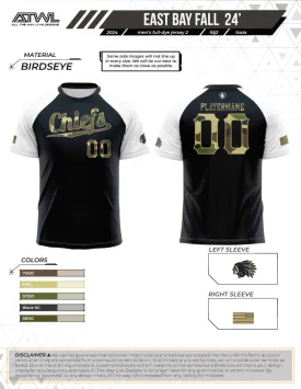 East Bay Chiefs 2024 Black Raglan  Men's Jersey