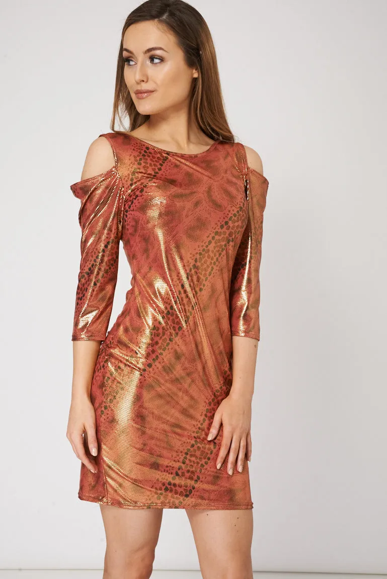 Glossy Abstract Printed Evening Dress