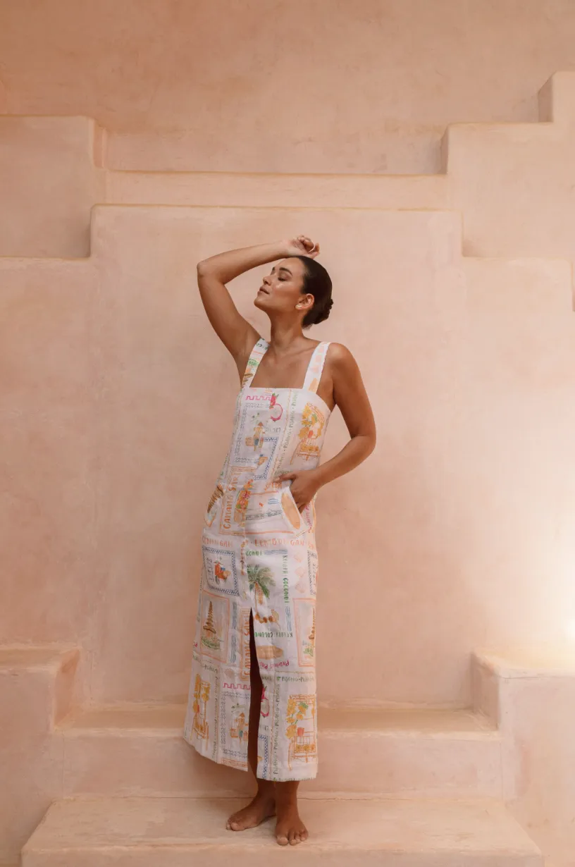 Goldie Dress Printed Linen - Wholesale