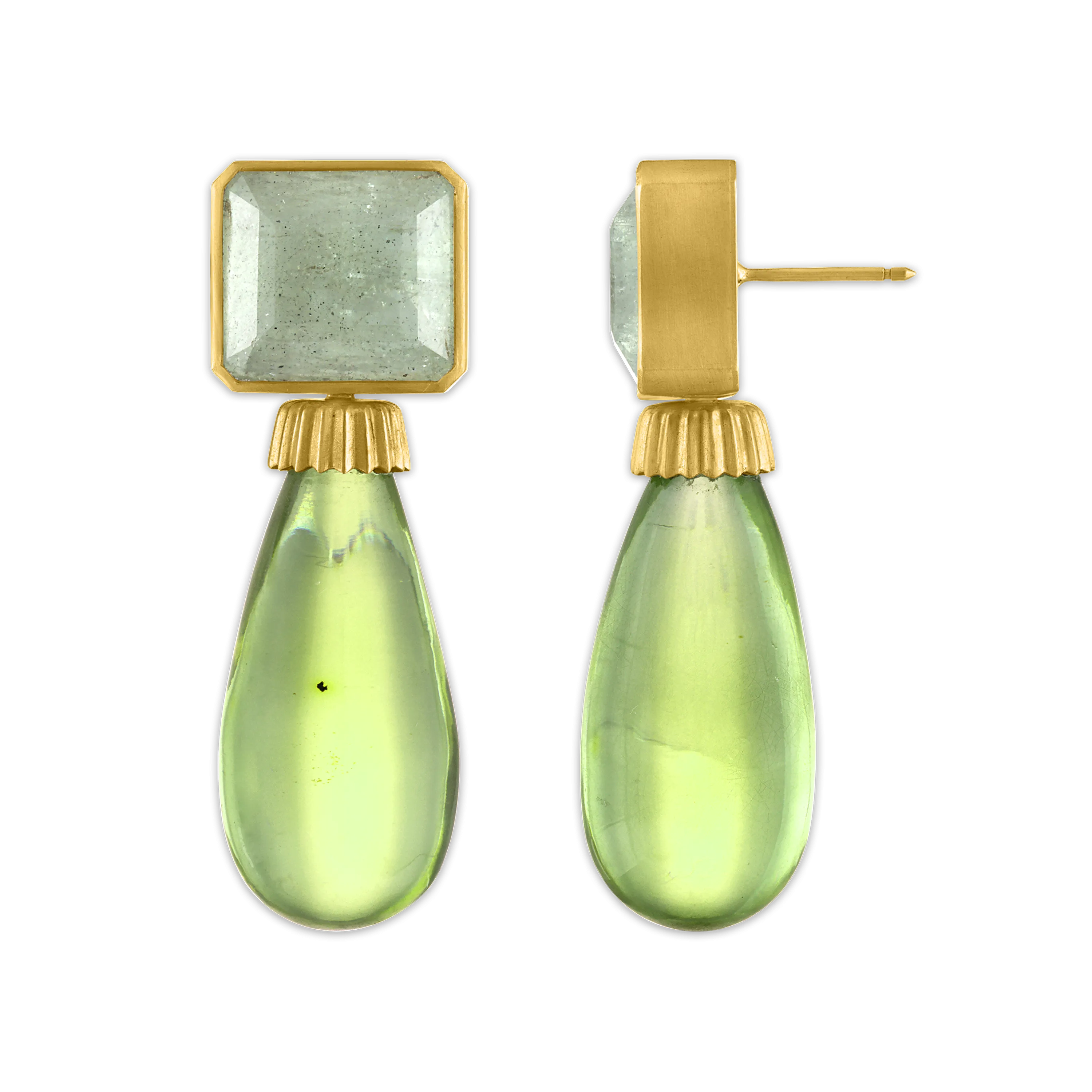 Green Beryl and Amber Canthus Earrings