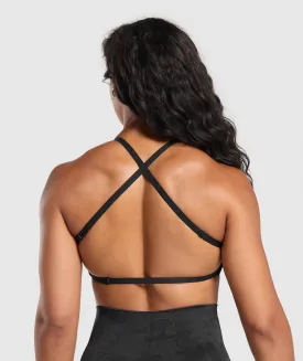 Gymshark Adapt Camo Cross Back Sports Bra - Black/Asphalt Grey