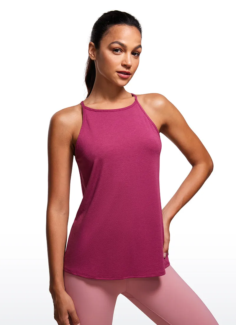 Halter Hip-Length High Neck Tank