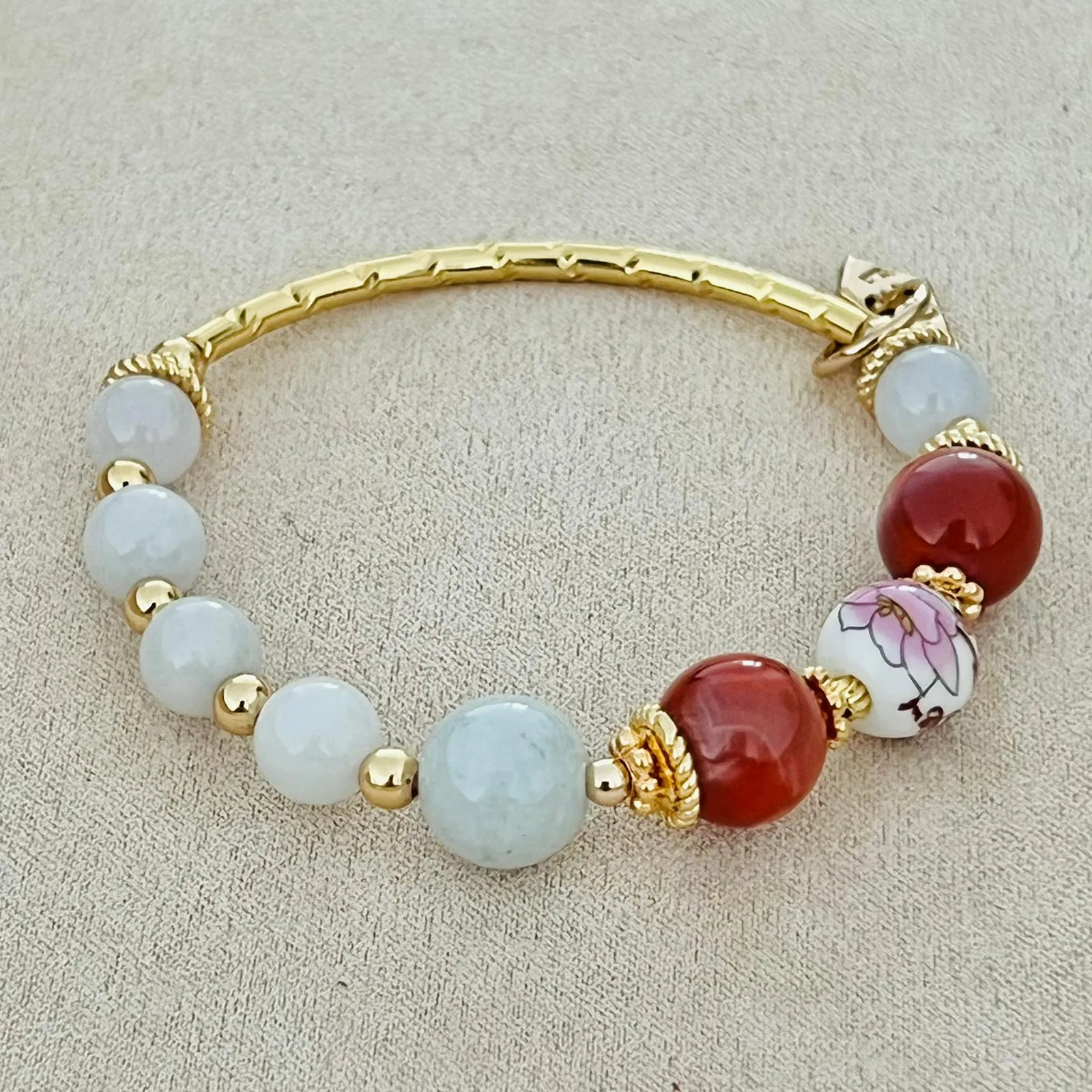 Jade & Nan Hong Agate Bracelet