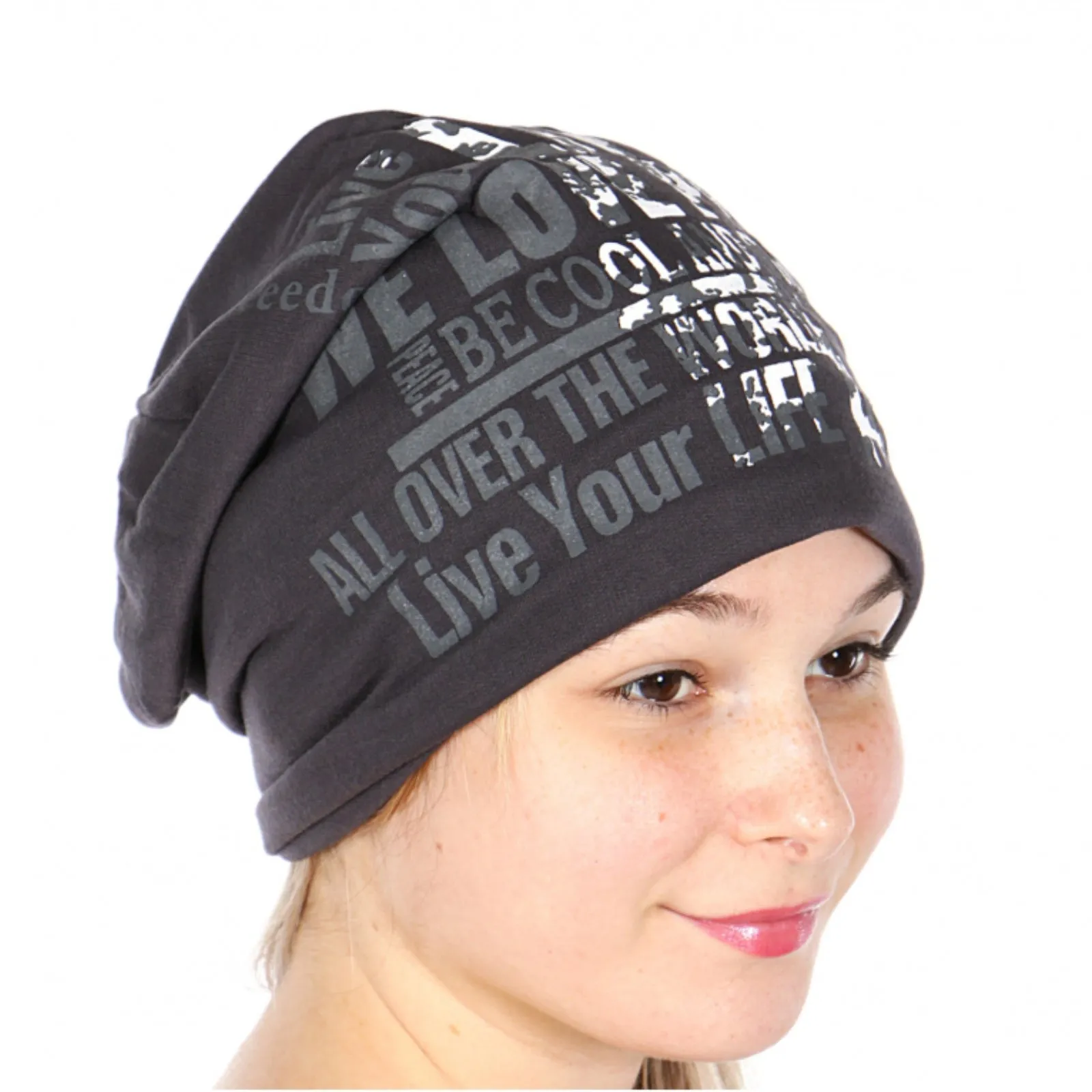 Love Peace Print Women's Fleece Lined Beanie Winter Hat