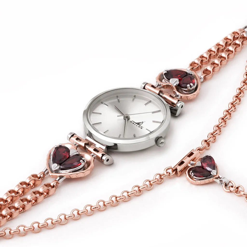 Love Song No.1 Watch with Chain [Red gems]