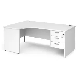 Maestro 25 panel end left hand ergonomic corner desk with 3 drawer ped