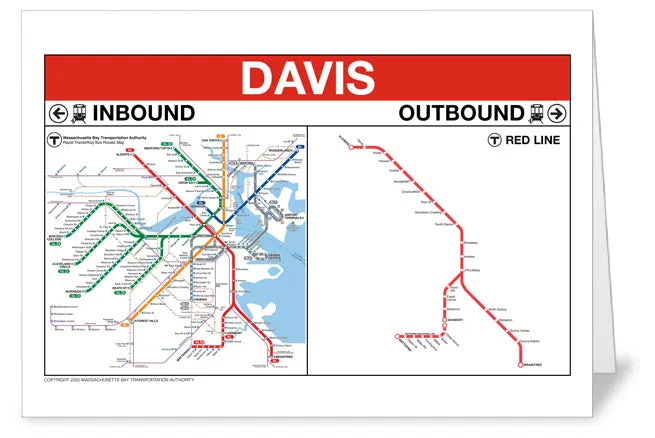 MBTA Davis Red Line Station Panel Greeting Card 5x7