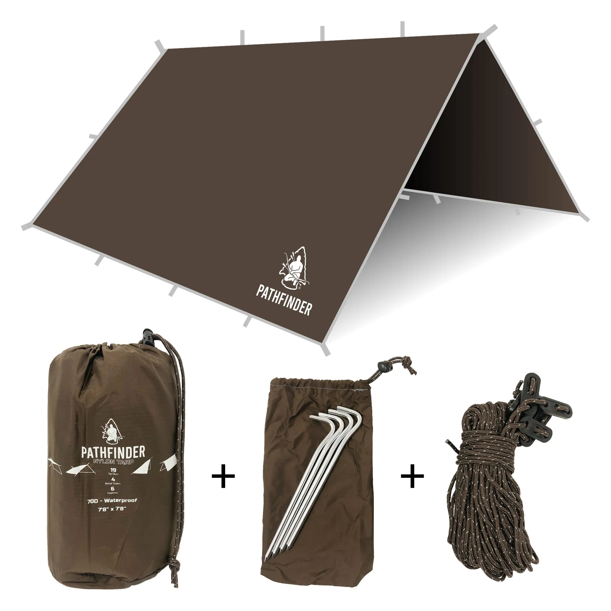 Optimized Title: Earth Brown Pathfinder Nylon Tarp & Hammock Combo with Enhanced Features