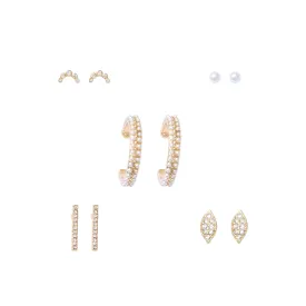 Pave Pearl Hoop Earring Set