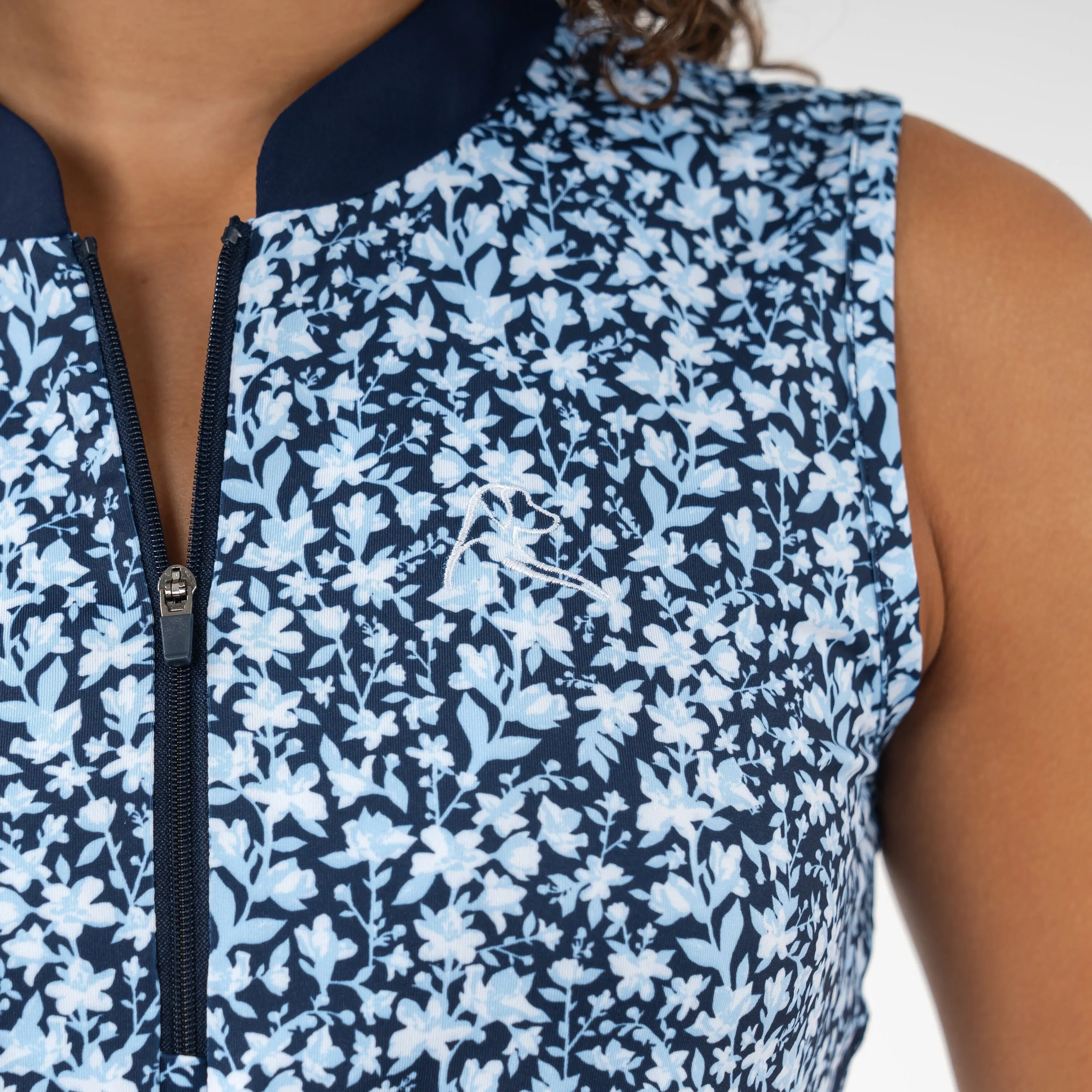 Petal Sleeveless Zip | The Petal - Fleet Navy/Pure Blue