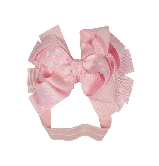 Polka Dot Hairbow Headband in Red or Pink