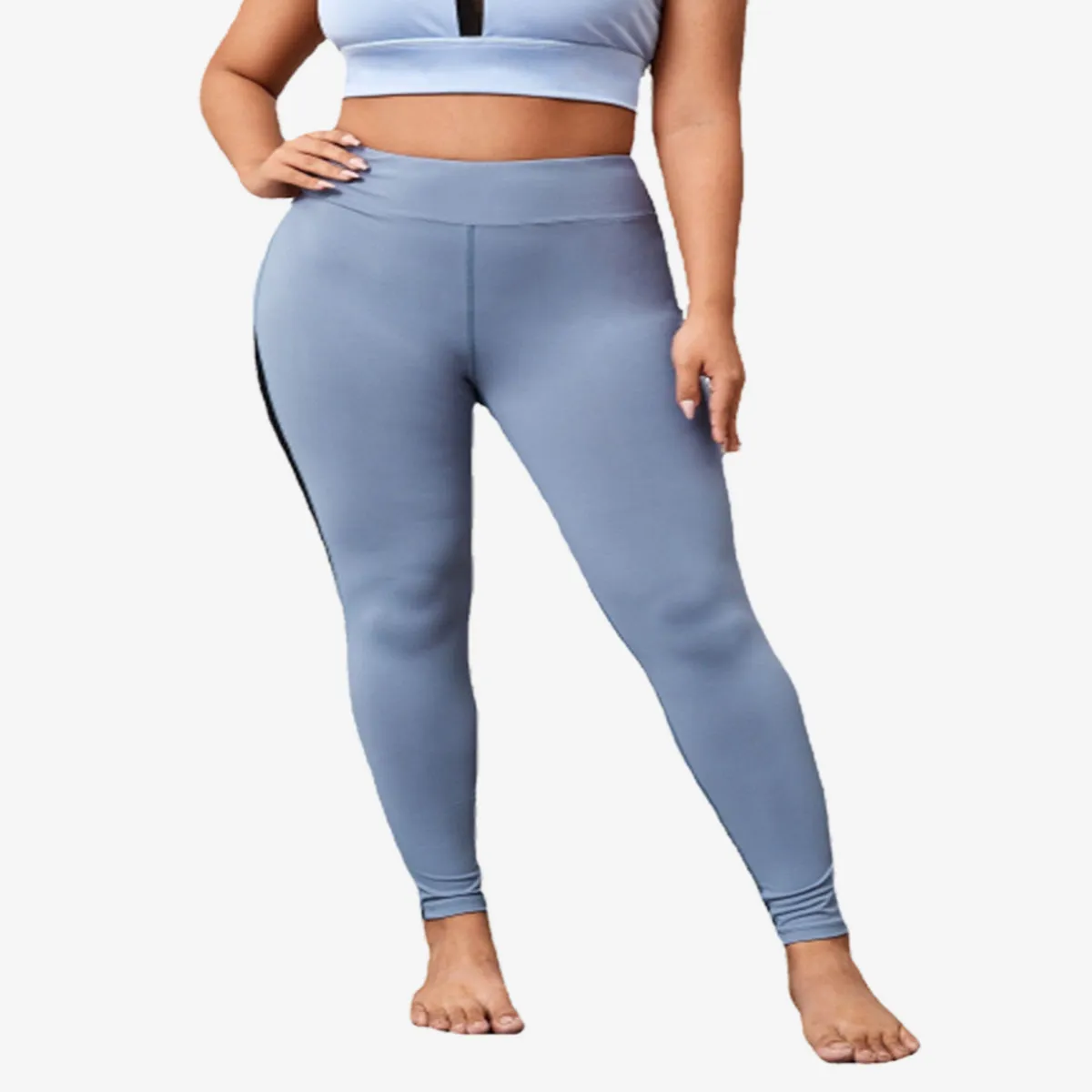 SALE - CURVVY Plus Size Side All Along Mesh Insert Leggings