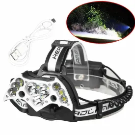 SMAXLuminate™ Super-Bright 11 LED Headlamp: Rechargeable Waterproof Head Light Torch 990000LM