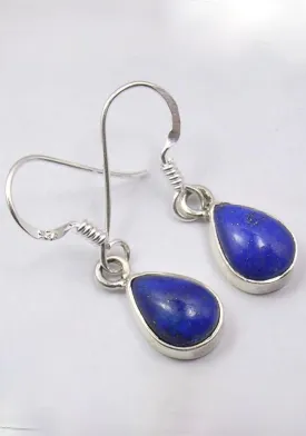 Solid Silver Lapis Lazuli Tear-drop Earrings