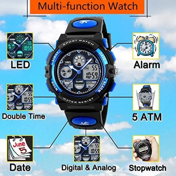 V2A Analog-Digital Boy's Watch (Blue Dial, Blue Colored Strap)